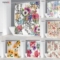 240 x180cm bathroom waterproof curtain simple floral print home decoration shower curtain with 12 hook washing dacron curtain