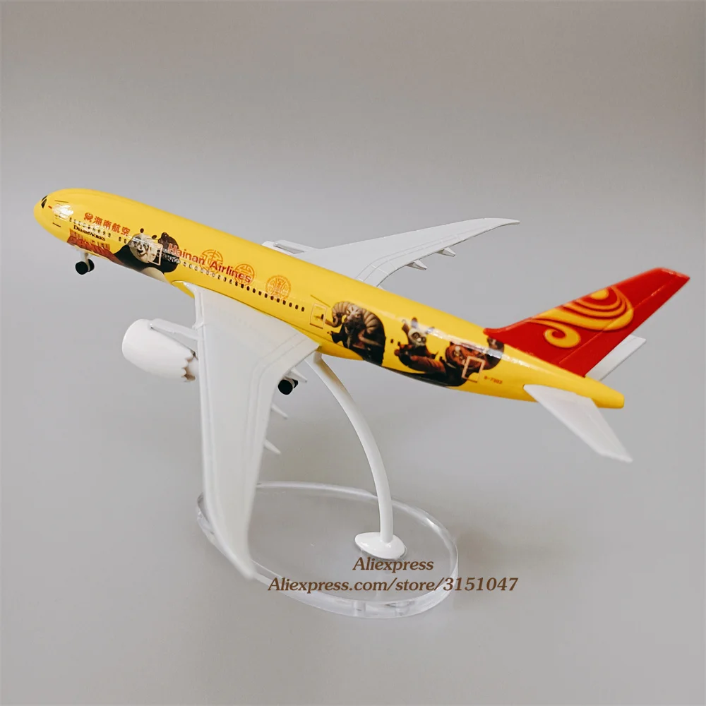 

Yellow 16cm Air China Hainan Airlines Boeing B787 KONGFU Panda Cartoon Scale Diecast Airplane Model Plane Model Aircraft w Wheel
