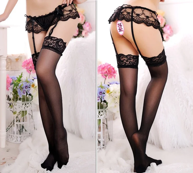 Sexy women lace brand garter Belt temptation ultra-thin female silk stockings Suspender Wedding Sheer Thigh-Highs Brace |