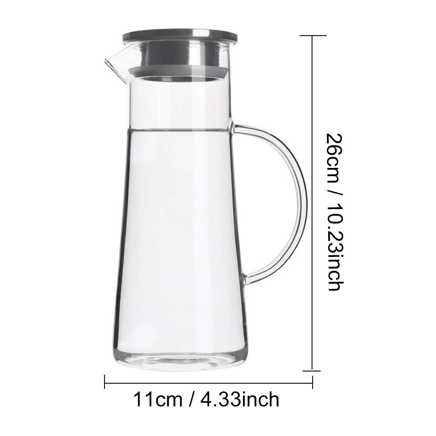 

Behogar 50oz Clear Glass Bottle High Temperature Resistant Teapot Juice Beverage Flower Tea Water Jugs with Stainless Steel Lid