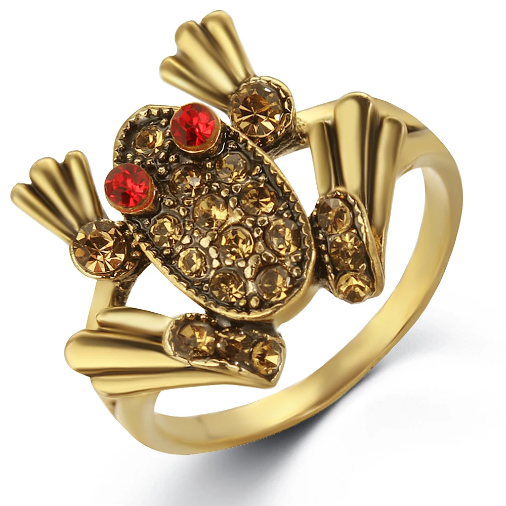 Золотое кольцо в форме лягушки роскошное женское классическом стиле животных