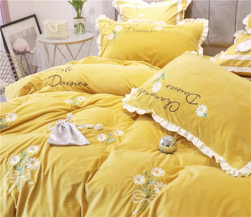 Корейский стиль принцессы ромашки зимний бархатный флисовый фланелевый набор