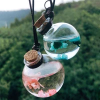 2pcs car perfume pendant hanging bottle with flower car air freshener diffuser essential oils empty glass bottle without perfume