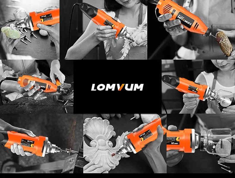 LOMVUM абразивные инструменты электрический шлифовальный станок электрическая дрель гравировальный инструмент 350 Вт 400 Вт Скорость шлифовки полировка роторный инструмент дрель