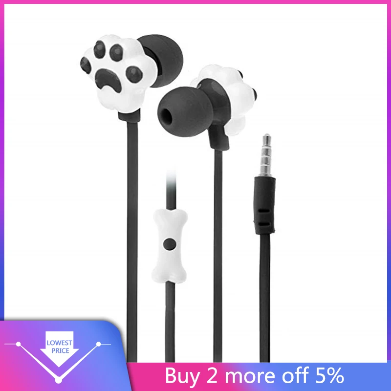 Детские наушники вкладыши с милыми мультяшными кошачьими лапками 3 5 мм со