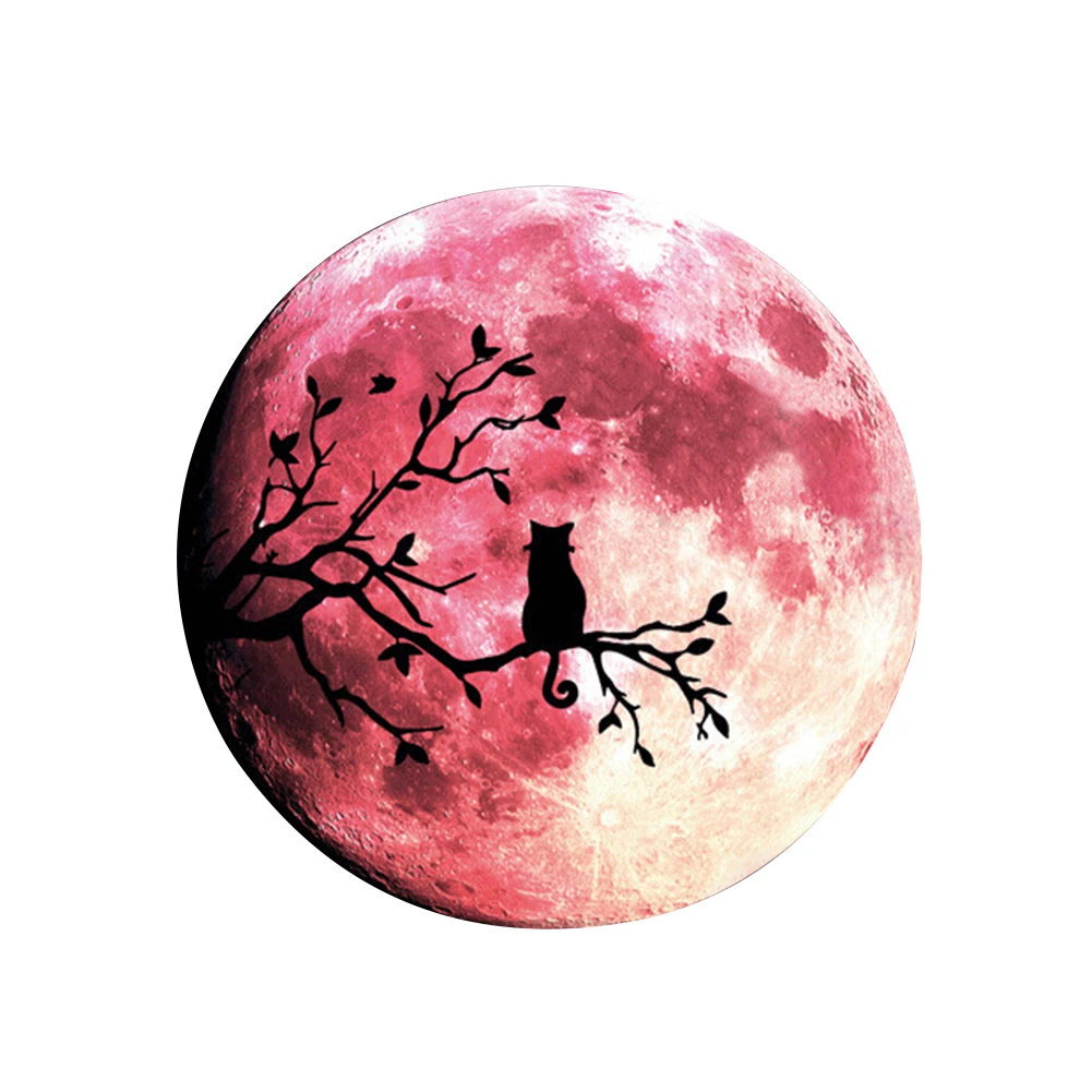 Креативный 3D Хэллоуин ветка Кошка Луна узор светящийся яркий стикер на стену для