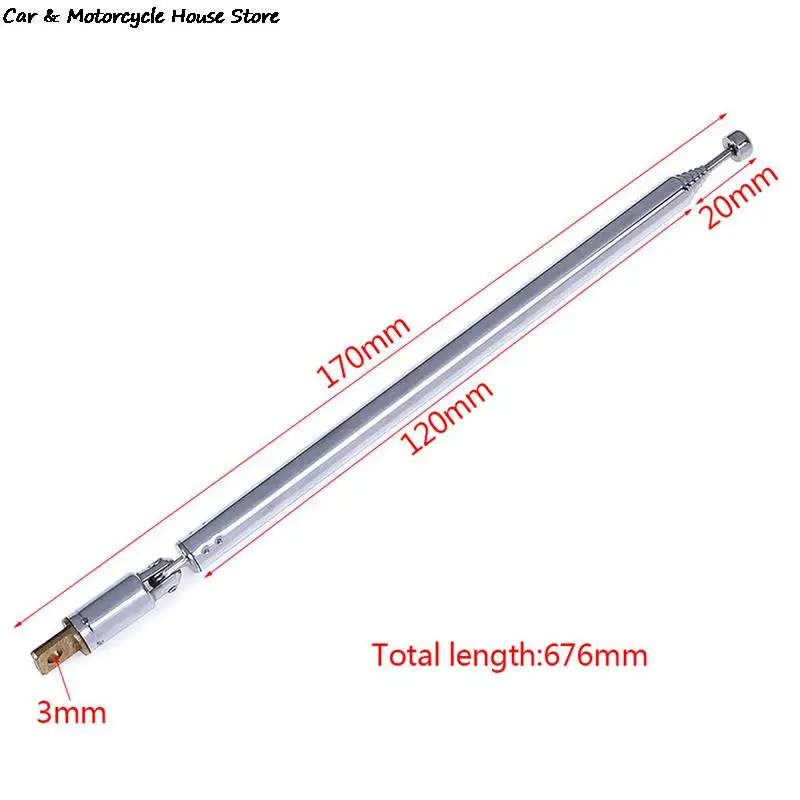 

7 Sections Telescopic Antenna Aerial for Radio TV silver Expanded total length 765MM new