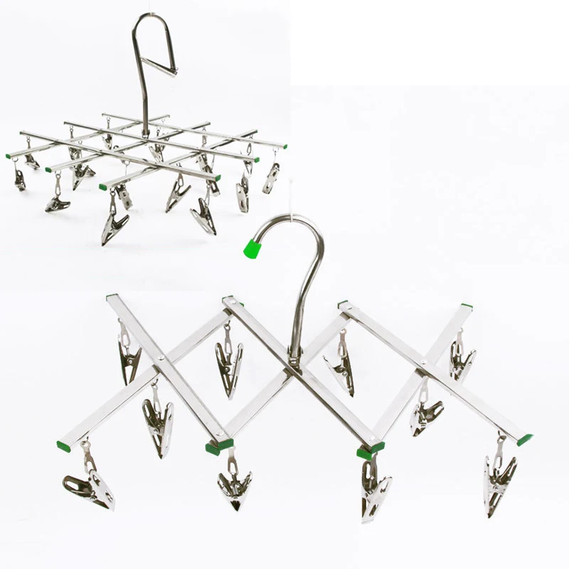 Складная вешалка для одежды носков и сушилок из нержавеющей стали 10/20 зажимов |