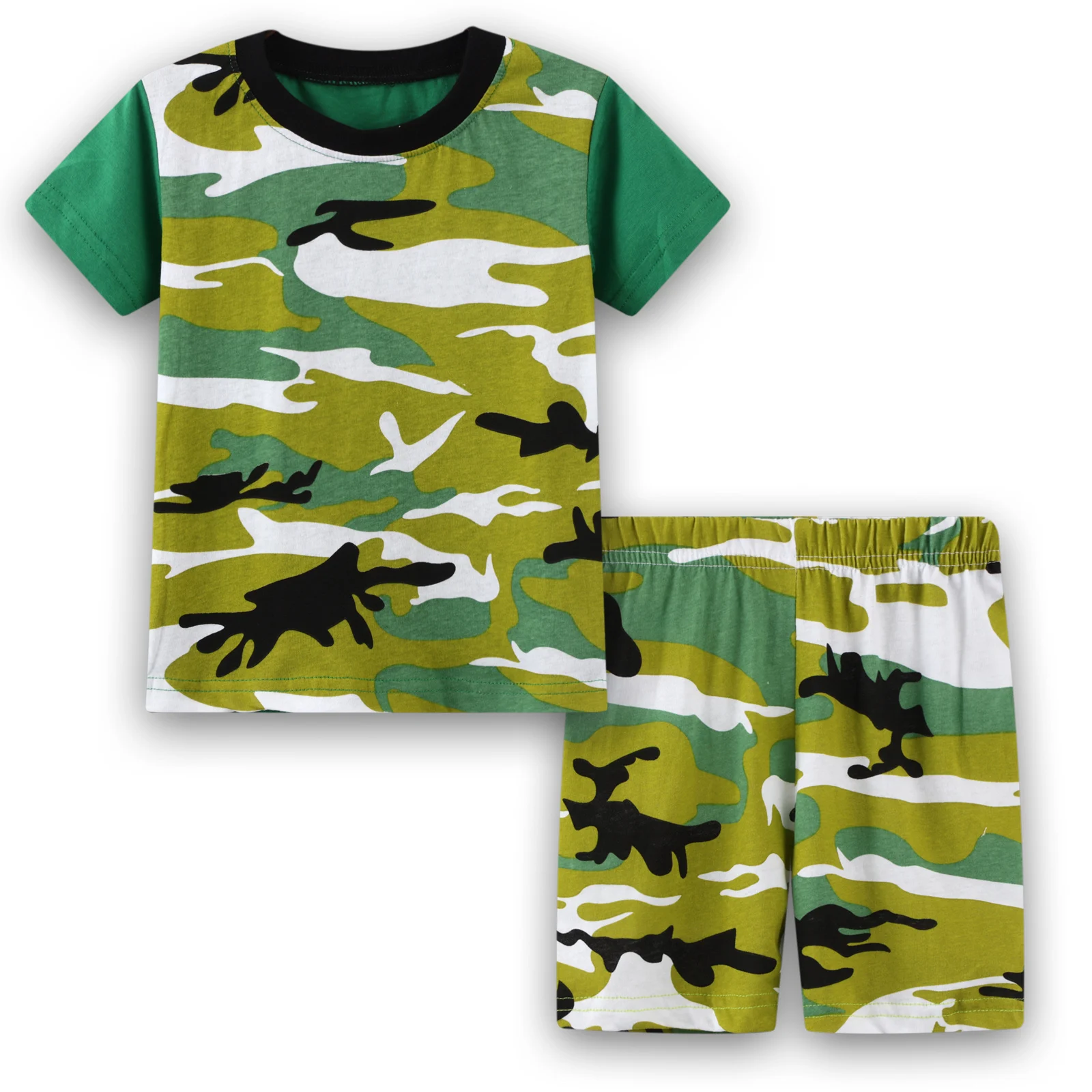 

Камуфляжная Пижама для мальчиков и девочек 2-7 лет, новинка, летняя детская одежда с коротким рукавом, одежда для сна, хлопковые Пижамные комп...