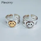 Кольца Foxanry 925 для вечеринки, винтажные простые богемные кольца с улыбающимся лицом, ювелирные изделия для женщин, подарки на день Святого Валентина