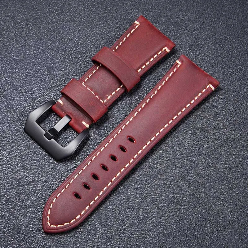 22 мм 24 26 кожаный ремешок для мужчин классический коричневый часов ручной работы