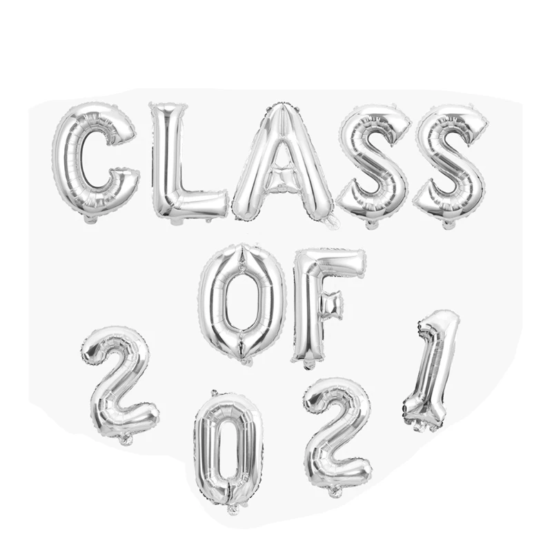 

Q0KF 16In Class of 2021 Foil Balloon Banner Mylar Letter and Number Balloons Garland