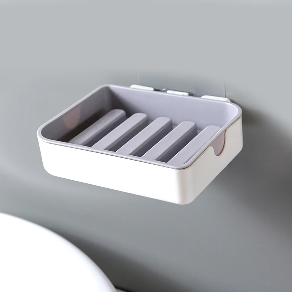 Двухслойный держатель для мыла без дырочек ванной комнаты клейкая установка