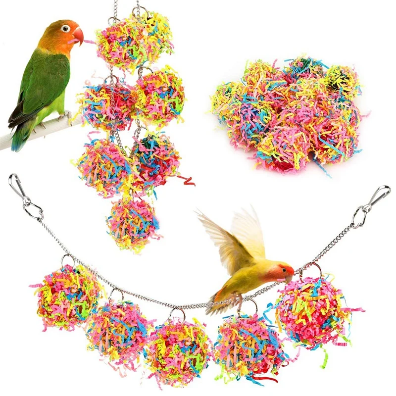 

Bird Chewing Toys,Bird Parrot Shredder Toy Foraging Hanging Cage Chew Toy Swing with Rings Parrot Foraging Hammock