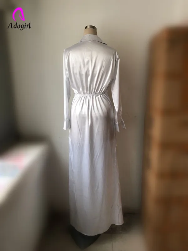 

Adogirl New Fashion Button Long Maxi Dress Elegant Women Casual Work Dress Slim Black Dresses Office Women Long Sleeves Outfits