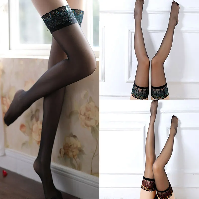 Женские сексуальные Нескользящие высокие чулки кружевной топ на бретельках до