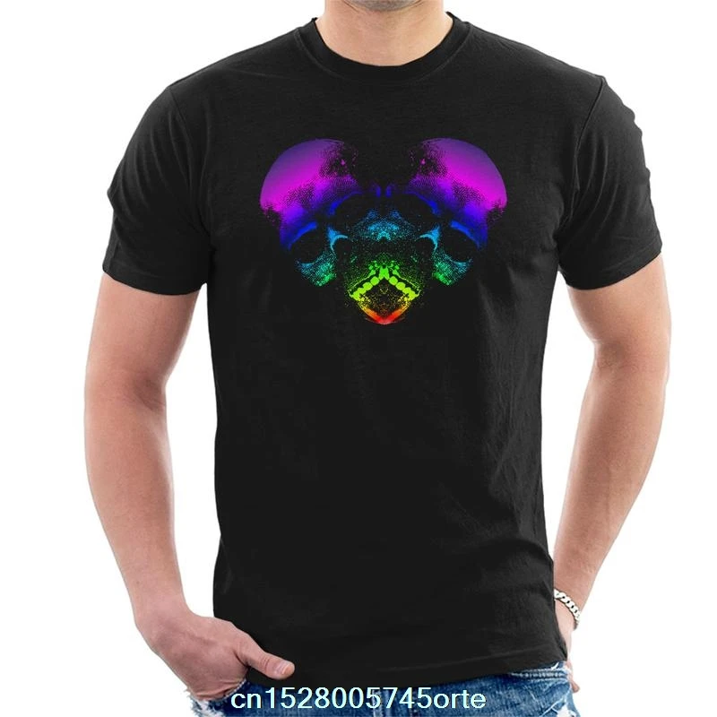 Мужская футболка с разноцветным принтом черепа camiseta 100% хлопок женская