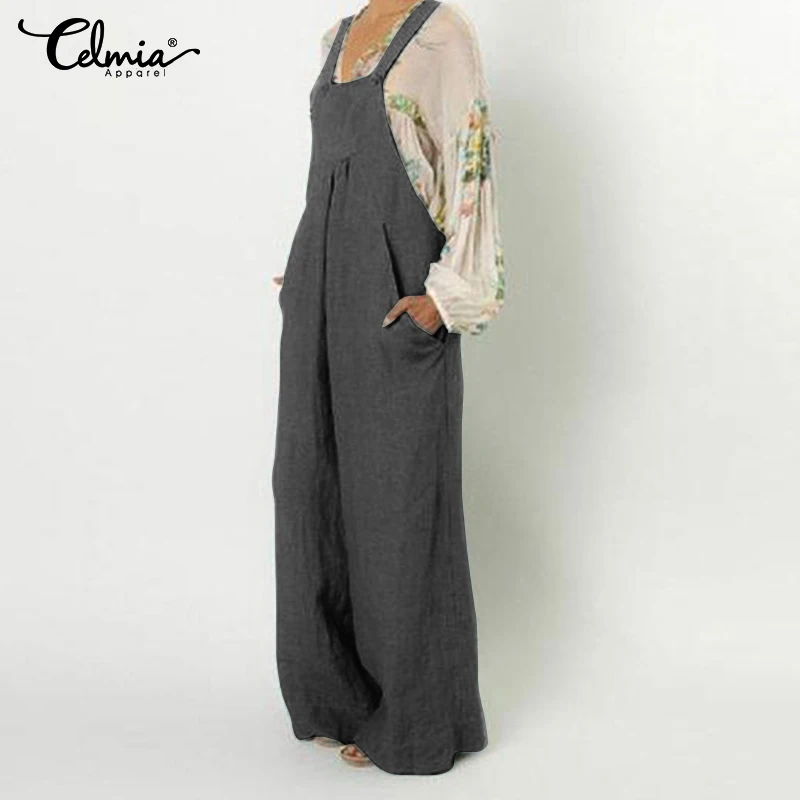 Celmia для женщин комбинезон 2021 летние туфли с ремешками в винтажном стиле широкие