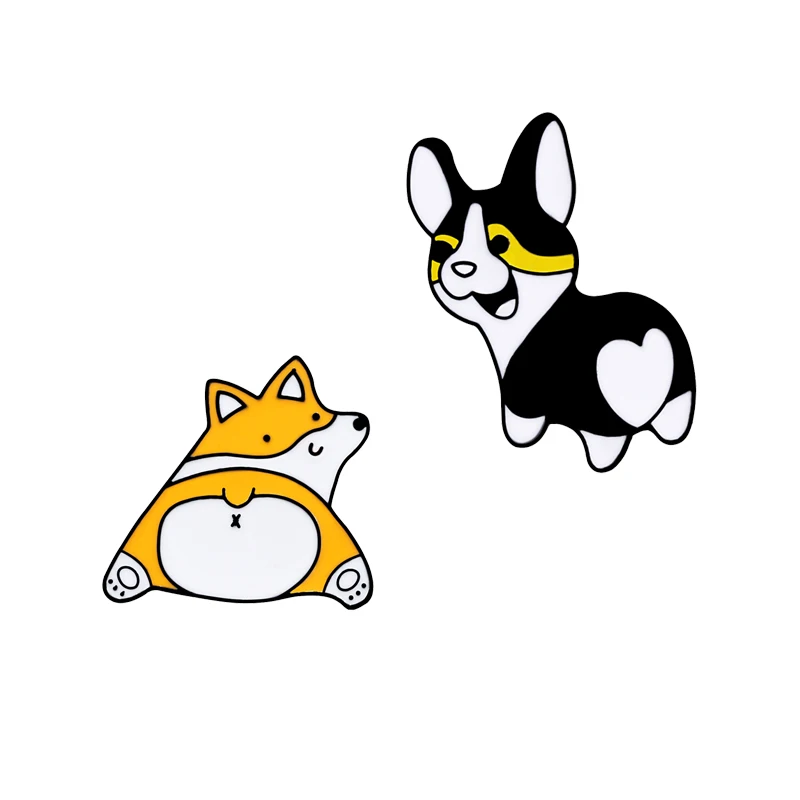 Эмалированная металлическая брошь ювелирное изделие значок корги попа собаки