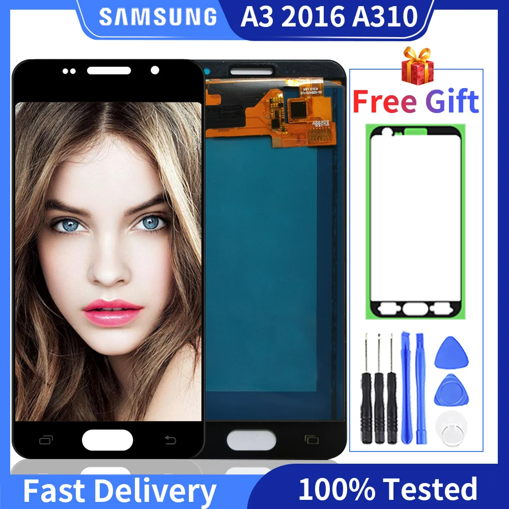 100% протестированный ЖК дисплей для Samsung Galaxy A3 2016 A310 экран A310F A3100 сенсорный
