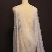 new arrival pearls bridal wraps 3 meters long bridal cape white ivory bolero shrugs for bride wedding accessories