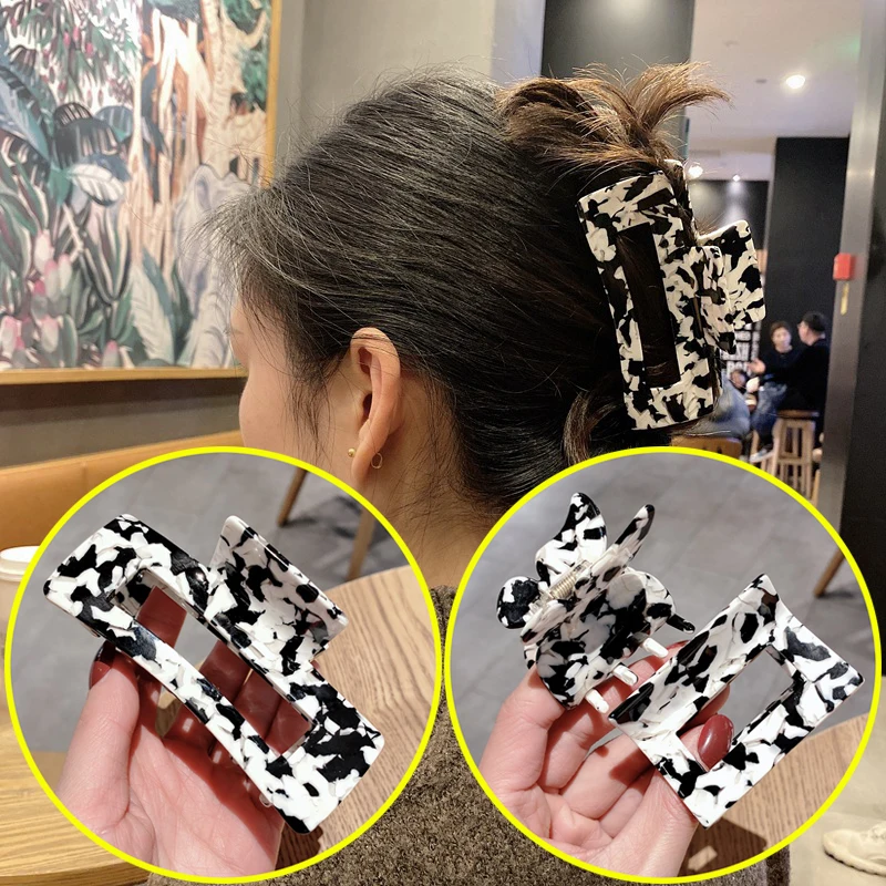 

High Quality Large Square Geometric Acetate Hair Claws Hair Crabs Clip Hair Clamps For Women Hair Accessories
