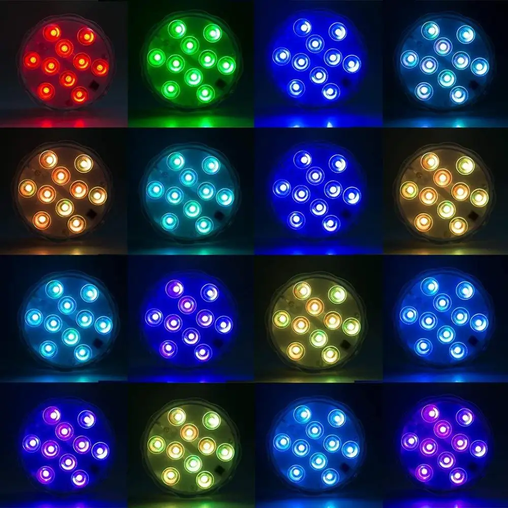 

10 Led Remote Controlled RGB Submersible Light Battery Operated Underwater Night Lamp Outdoor Vase Bowl Garden Party Decoration
