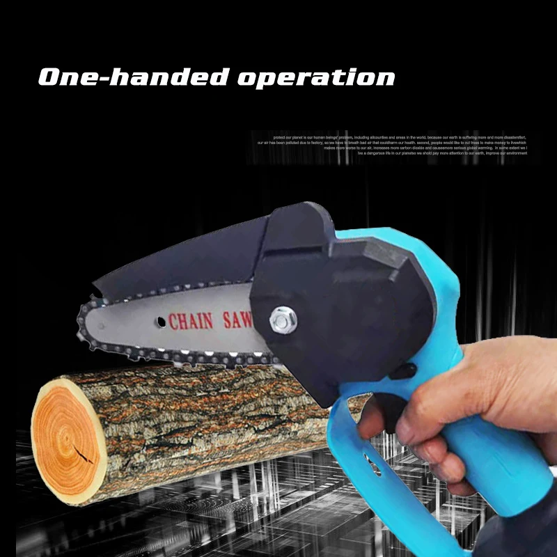 4 Inch Mini Electric Chain Saw With 2PC Battery Woodworking Pruning One-handed Garden Tool Rechargeable EU Plug | Инструменты