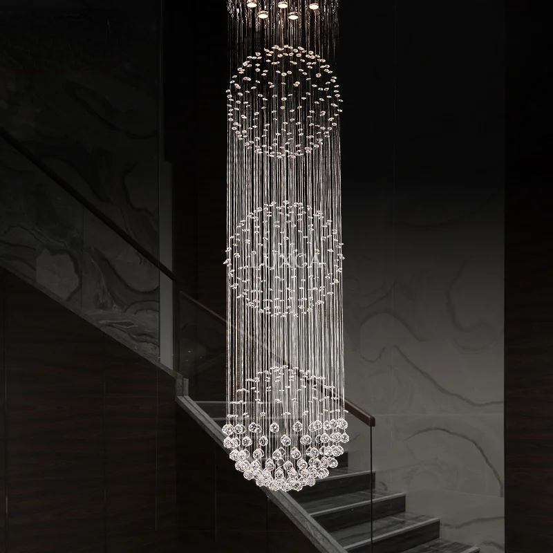 

Long Rain Drop Sphere Chandelier For Staircase or Lobby