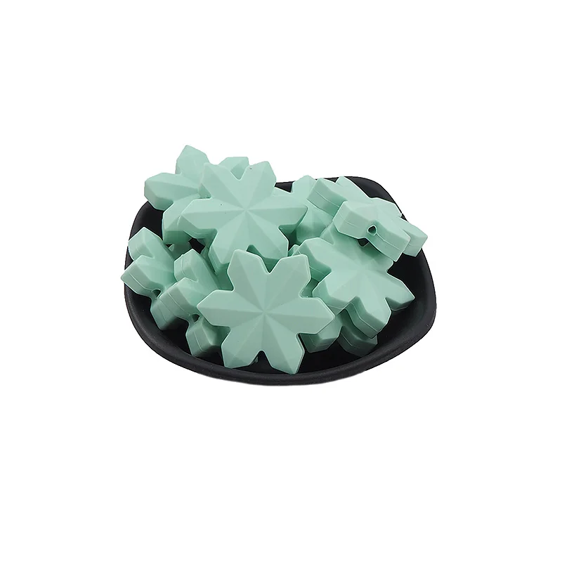 Mint Chenkai 10 шт. Снежинка Силиконовые Бусины детская игрушка для прорезывающихся зубов с героями мультфильмов пищевой класс для DIY ребенка Soomthing уход соски цепи Подарки - Цвет: Mint