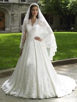 free shipping 2016 cathedral wedding gowns long sleeves lace royal princess bridal wedding gown bridal wedding dress custom