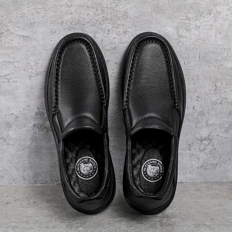 mens dress shoes italian genuine leather luxury brand loafers slip on cow formal moccasins men | Обувь