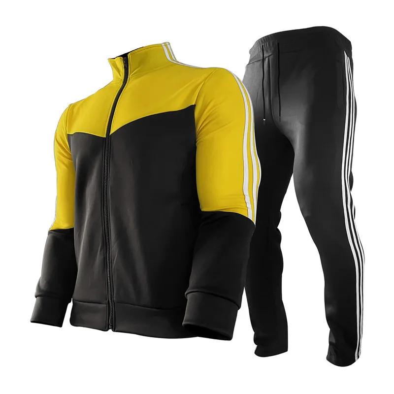 

2021 brand tracksuit men zipper jacket sweatpants fitness gym tracksuits mens set cotton sport suits 2 piece set jogging track s