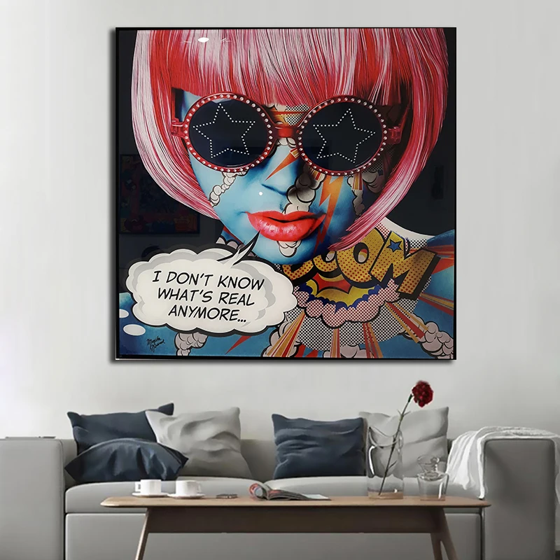 Граффити Девушка лицо холст картина постеры и печать креативные картины