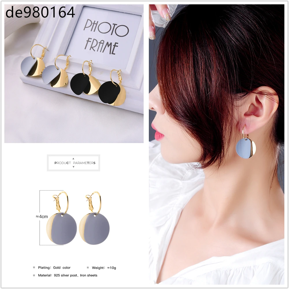 Модные серьги-капли для женщин элегантные сплав золотого цвета черный серый