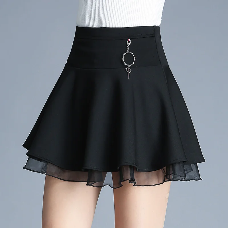 

Fashionable Stretch Mesh Stitching Ladies Miniskirt Summer High Waist Pleated Skirt Anti-exhaust