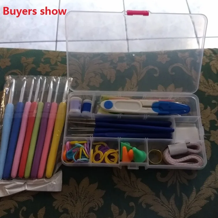 Домашний полный набор DIY 16 вязальные крючки разных размеров иголки, швы для вязания, чехол для вязания крючком, набор для вязания, 57 в 1 ткацкое шитье, инструменты