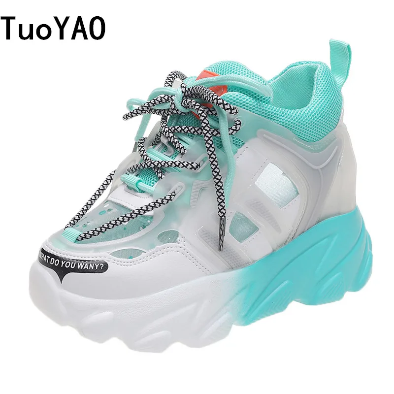

New 2021 Sneakers Women Breathable High Platform Casual Dad Shoes Mesh Ladies Shoes Woman Trainers Chunky Sneakers Basket Femme