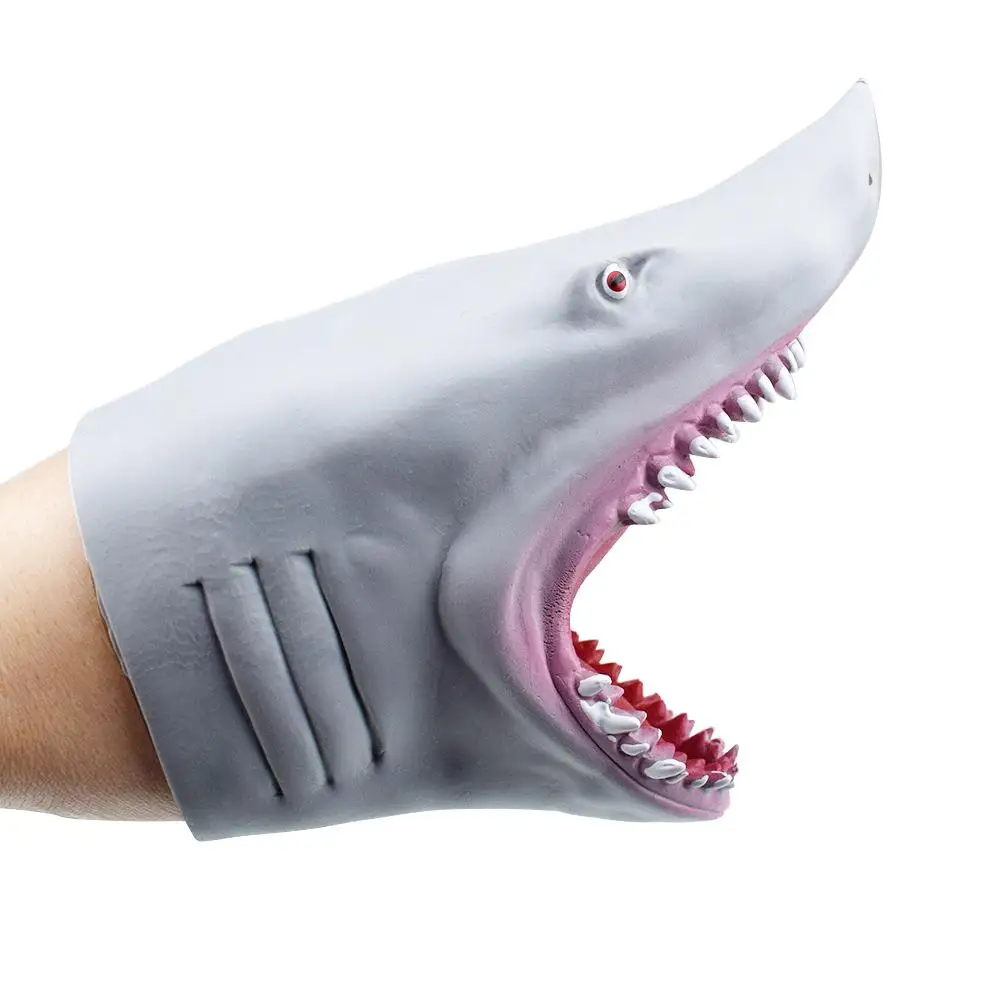 

Shark hand puppet TPR environmental protection plastic gray shark hand puppet glove telling doll props