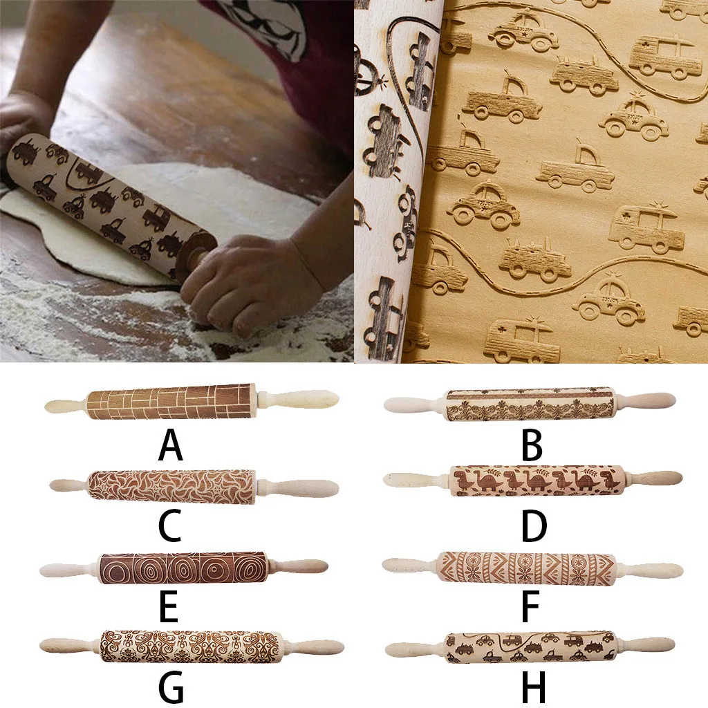 Рождественские реквизиты украшения Скалка с гравировкой рельефная деревянная