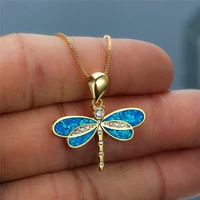 fashion necklace exquisite dragonfly blue charm pendant chain necklace animal jewelry girl birthday gift