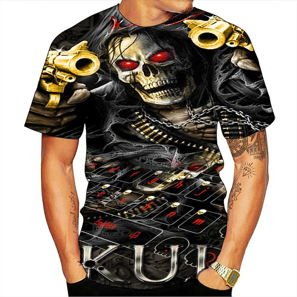 

Fashion summer men's t-shirt 2021 3d skull print men's t shirt breathable streetwear splicing print men's t shirt size XXS-6XL