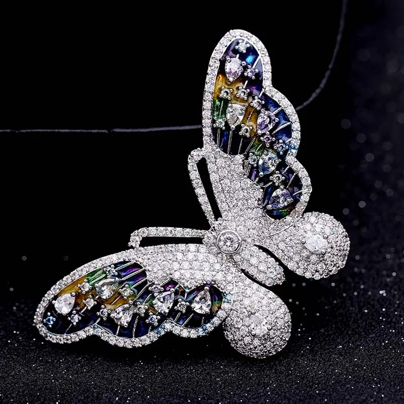 Мода Большой эмалированная брошь с бабочкой роскошные аксессуары для ванной