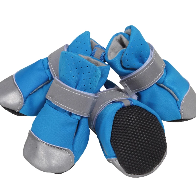 

4 шт., светоотражающие Нескользящие ботинки для щенков, летние дышащие ботинки для защиты лап для маленьких и средних собак, обувь для собаки...
