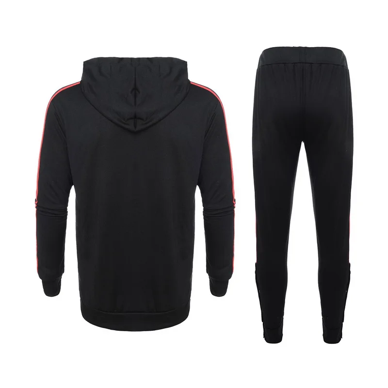 Litthing, 2 предмета, спортивный костюм, наборы, мужская спортивная одежда, модная, в полоску, на пуговицах, повседневная, водолазка, куртки с капюшоном+ спортивные штаны, костюм для бега