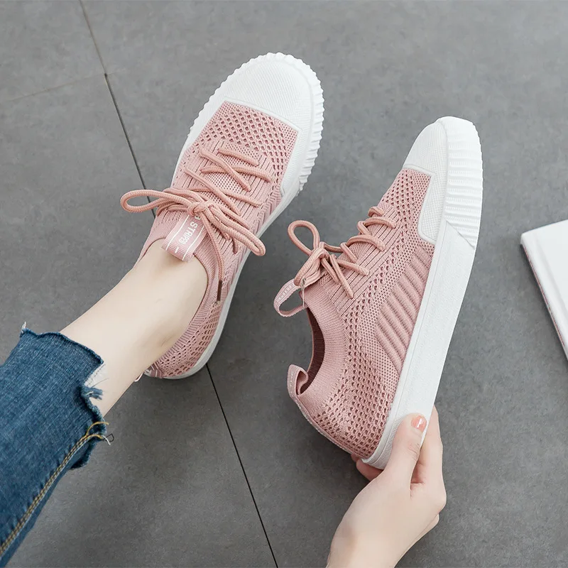 

High quality Fashion Sneakers shoes, women's shoes lazy people's flying, breathable, soft soled casual sports running shoes