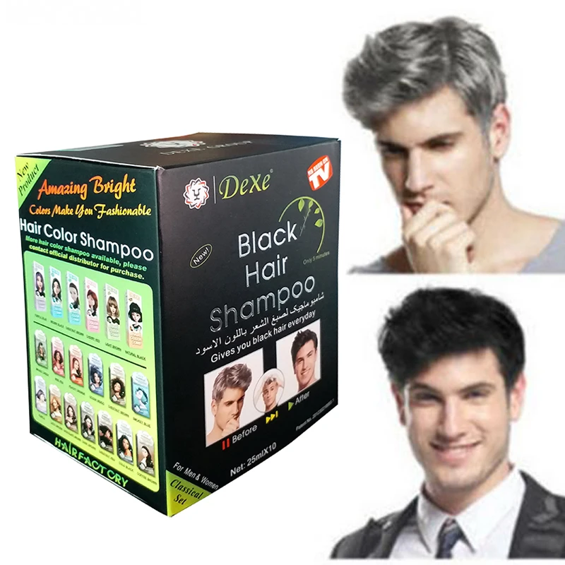 

25mlX10pcs Economic Set Dexe Black Hair Shampoo Only 5 Minutes Hair Color Hair Dye Permanent hair dye Hair care