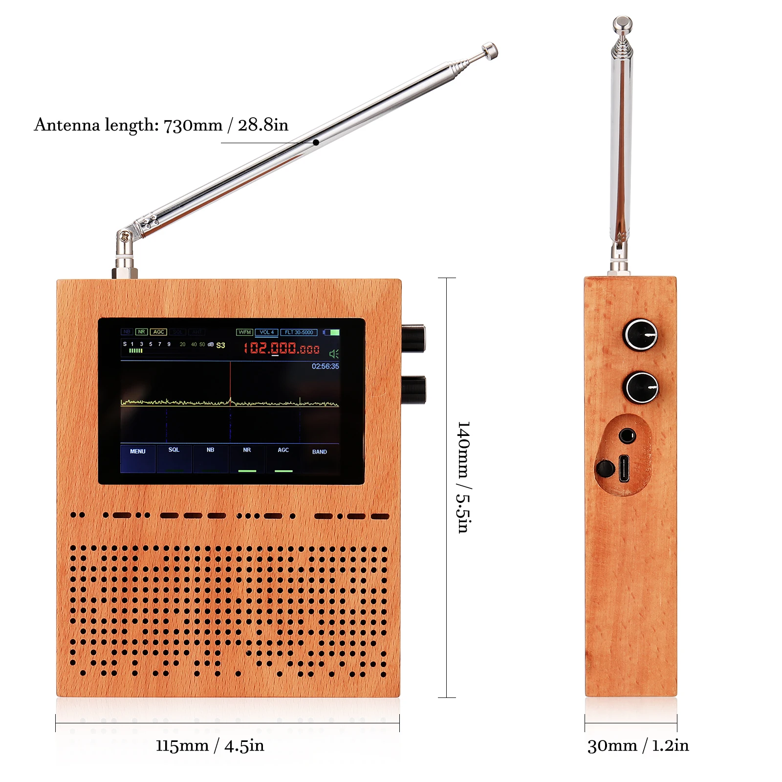 

3.5 Inch LCD Screen Digital Signal Receiver SDR Radio Malachite Malahit DSP SDR Receiver Wood Shell Heavy Bass Speakers