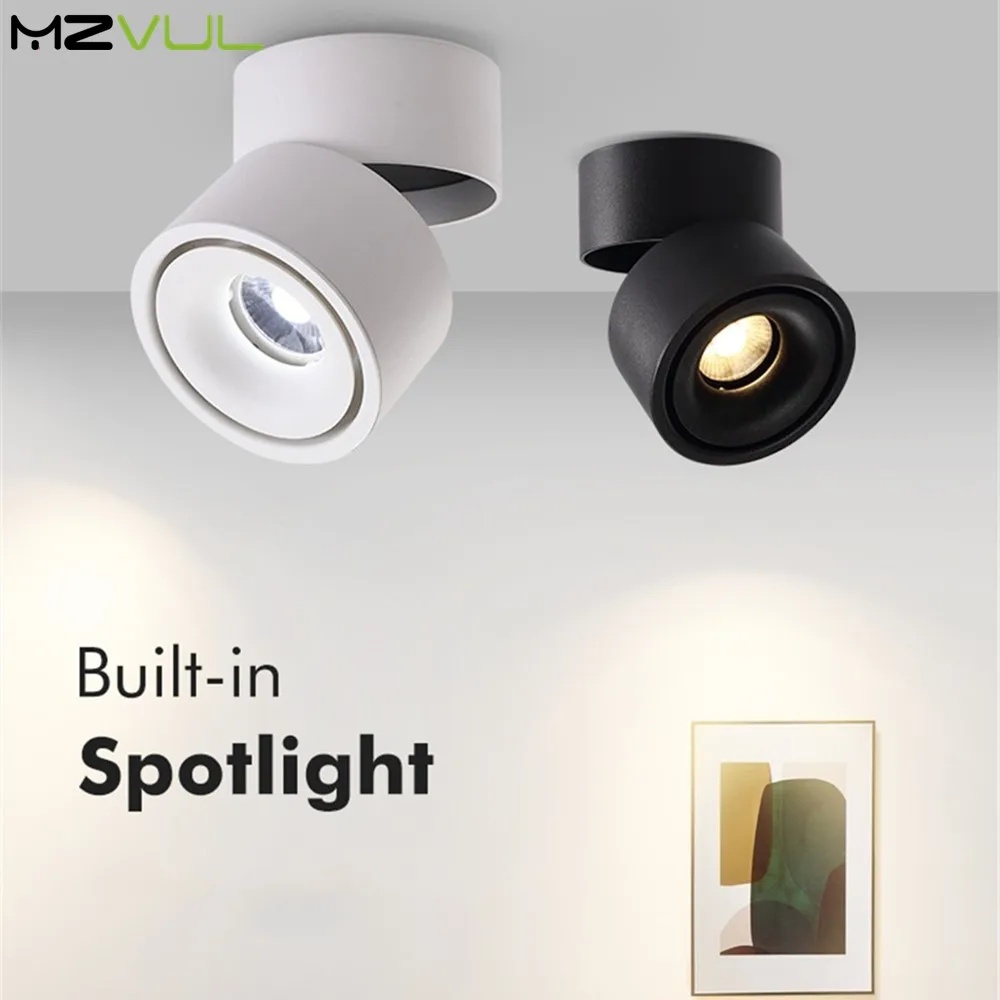 

Светодиодный потолочный светильник с поверхностным креплением, регулируемый, 360 градусов, скандинавский Точечный светильник, 12 Вт, 7 Вт, Диммируемый Светодиодный точечный светильник для внутреннего фойе