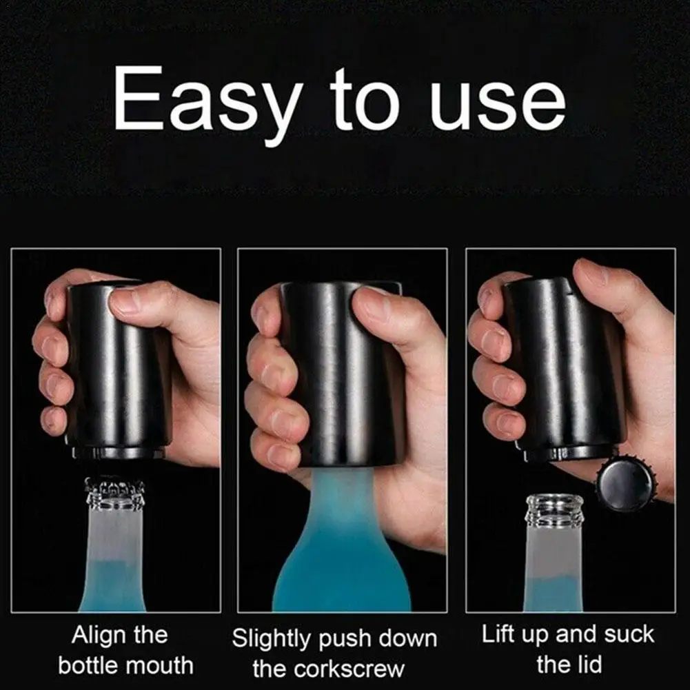 

Automatic Beer Bottle Opener Magnet Beer Opener Steel Push Wine Opener Beer Opener Cap Accessories Soda Kitchen Down R4N0